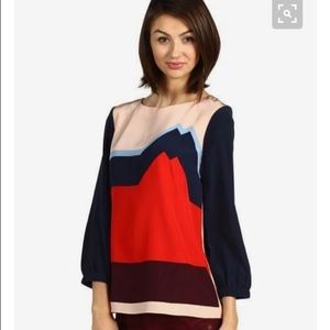 Tibi silk color block blouse